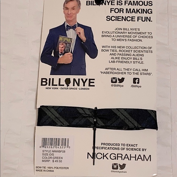 Limited edition Bill Nye the science guy bow tie NWT - Picture 3 of 3